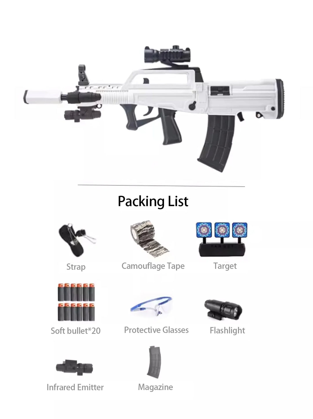 camouflage automatic QBZ 95 rifle realistic nerf guns