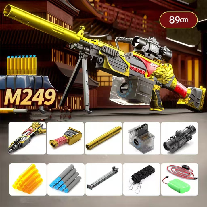 Blaster Nerf M249 en forme de dragon doré