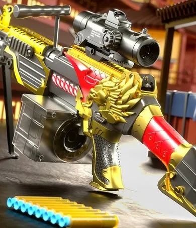 Blaster Nerf M249 en forme de dragon doré