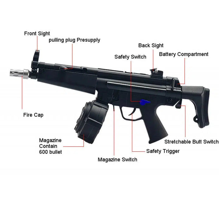 Pistolet de projection de gel entièrement automatique JM MP5 V2