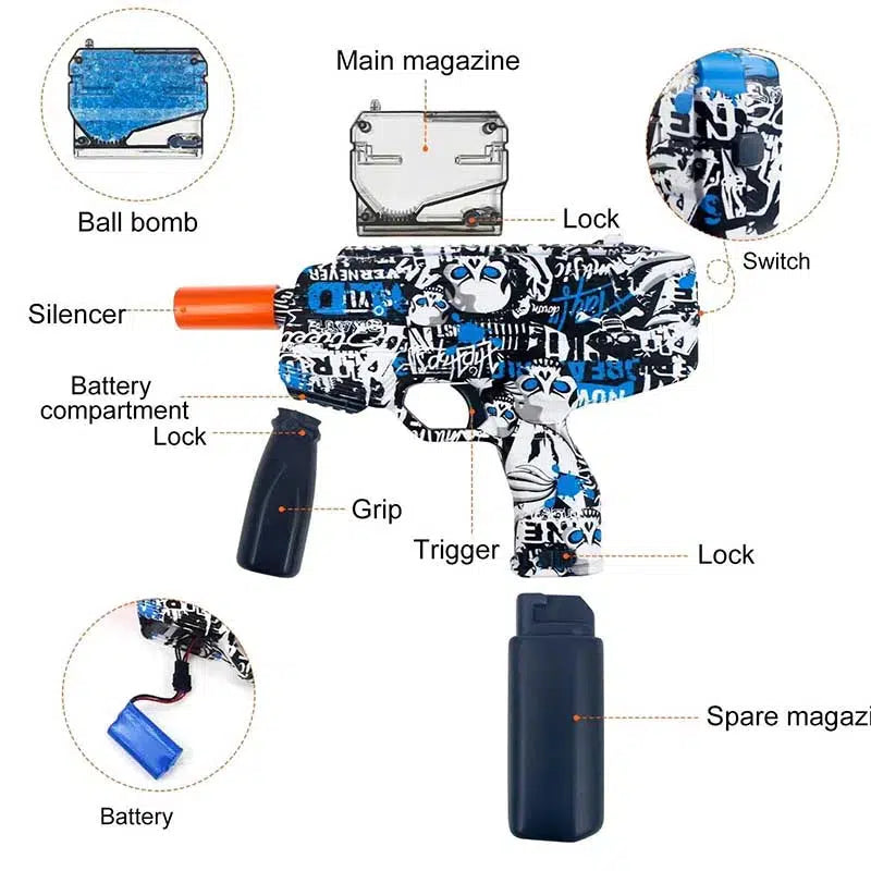 Pistolet à billes de gel Graffiti Electric MP-9 Orbi