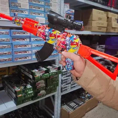 Pistolet électrique Orbeez AK47 à graffitis orange